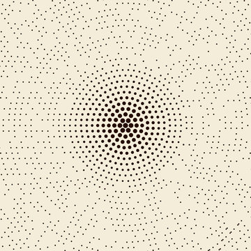 Vector abstract dotted halftone radial pattern background.