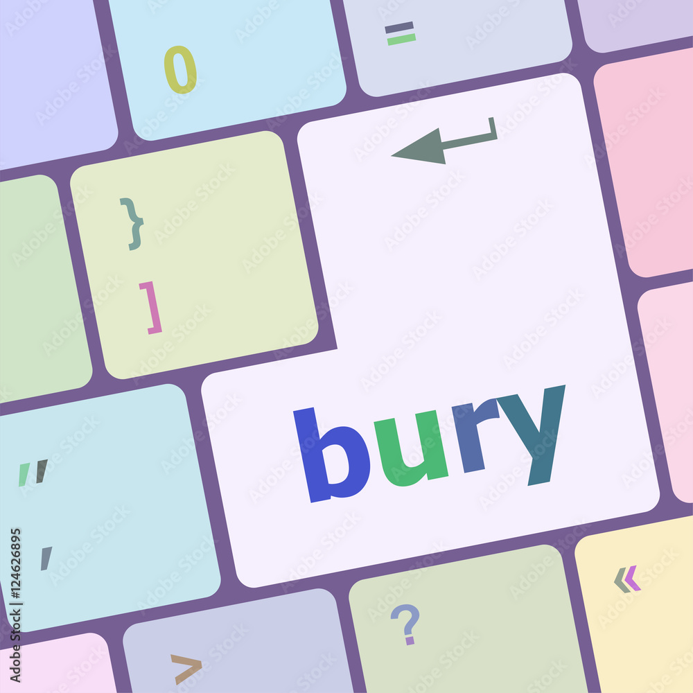 Poster bury word on computer keyboard key