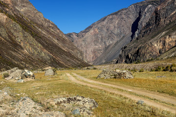 mountains road valley autumn