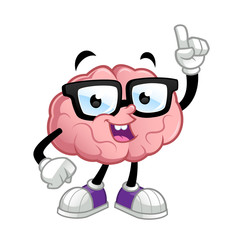 Brain cartoon character, he wears glasses