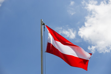 National flag of Austria on a flagpole