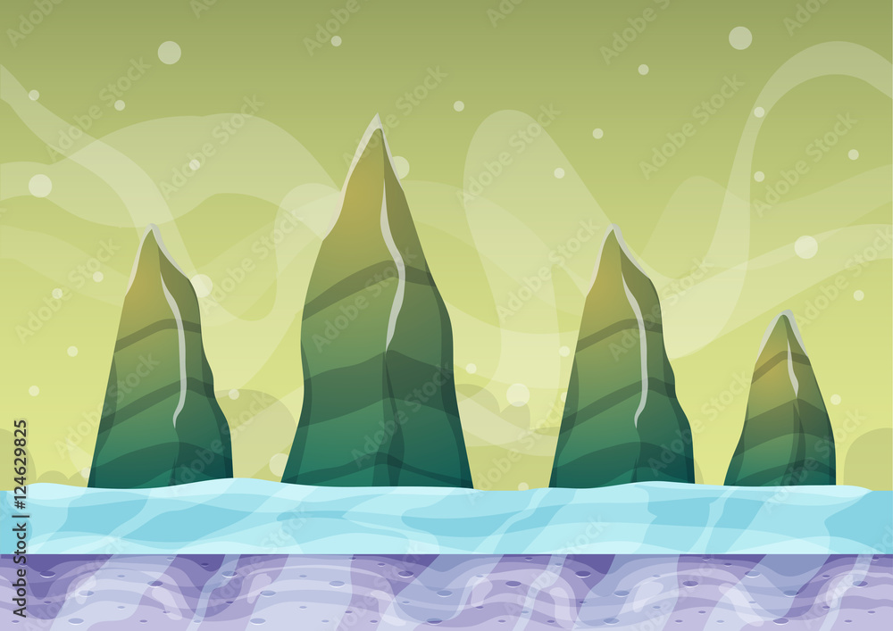 Poster cartoon vector sky background with separated layers for game art and animation game design asset in 