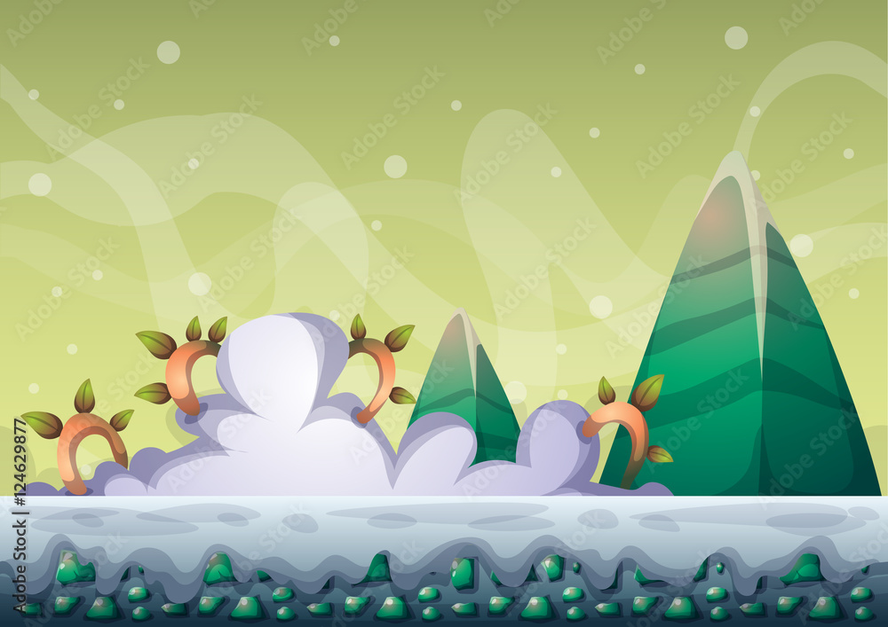 Poster cartoon vector sky background with separated layers for game art and animation game design asset in 