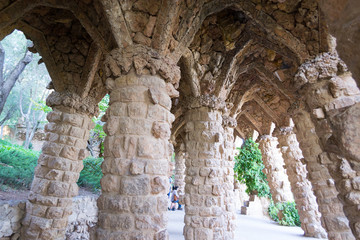 Walking around Park Guell in Barcelona