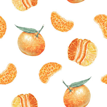 Watercolor mandarin pattern