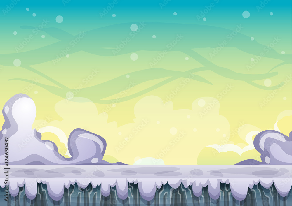 Poster cartoon vector sky background with separated layers for game art and animation game design asset in 