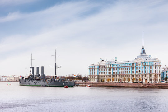Russian cruiser Aurora in Saint Petersburg, Russia