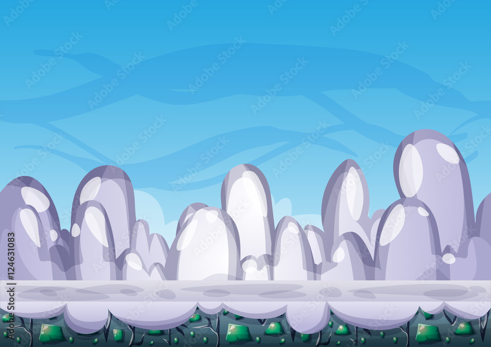 Poster cartoon vector sky background with separated layers for game art and animation game design asset in 
