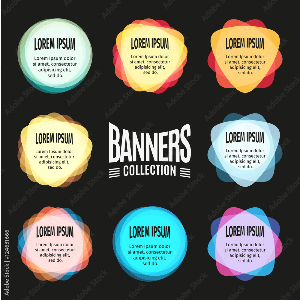 Poster Design elements for the abstract colorful background. Color triangular stickers with the text. Web templates. Graphic contemporary  element.Bright children substrate under the .