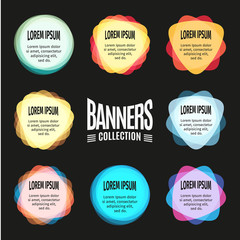 Design elements for the abstract colorful background. Color triangular stickers with the text. Web templates. Graphic contemporary  element.Bright children substrate under the .