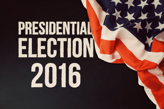 Presidential Election 2016 background with chalkboard and USA flag