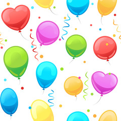 Party baloon seamless pattern. Cartoon balloons celebration white background. Vector illustration