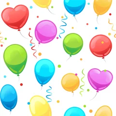 Cercles muraux Montgolfière Party baloon seamless pattern. Cartoon balloons celebration white background. Vector illustration