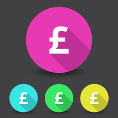 White Pound icon in different colors set