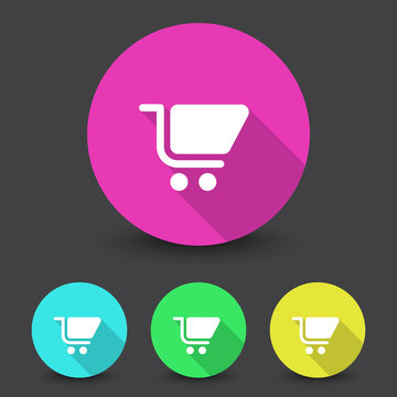 White Shopping Cart icon in different colors set