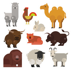 Vector flat cute animals set.