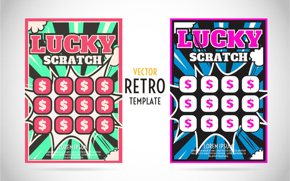 scratch off lottery ticket vector design template