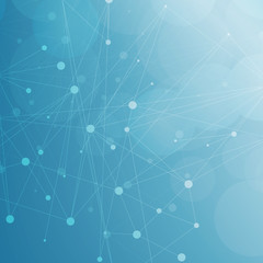 Structure molecule and communication Dna, atom, neurons. Science concept for your design. Connected lines with dots. Medical, technology, chemistry, science background. Vector illustration.