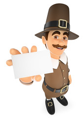 3D Thanksgiving man showing a blank card