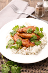 chicken with sauce and rice