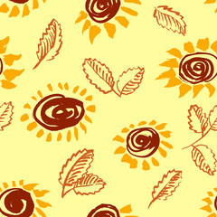 Artistic seamless pattern with flower and leaf. 