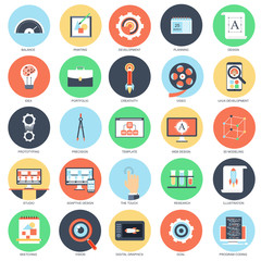 Flat conceptual icons web development