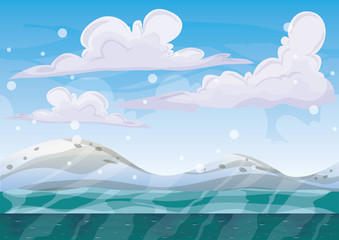 cartoon vector snow landscape background with separated layers for game and animation game design asset in 2d graphic