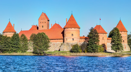 Fototapeta na wymiar Trakai Island Castle Museum in the early fall time. Trakai village, Lithuania.