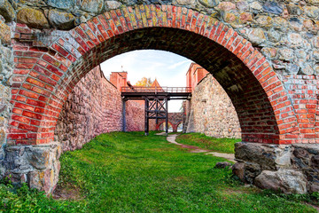 Arches of Medieval castle. Trakai, Lithuania.