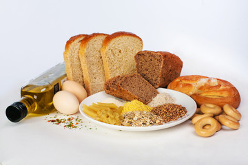 grain products on white