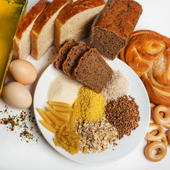 grain products on white