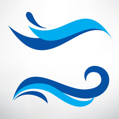 water wave set of stylized vector symbols, design elements