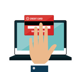 pay and commerce on line with computer vector illustration design