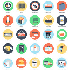 Flat conceptual icons retail store