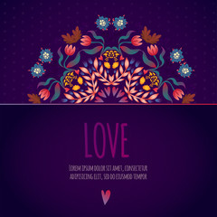 Vector card. Round oriental pattern on vintage background. Old paper, polka dot. Place for your text. Perfect  greetings, invitations or announcements.