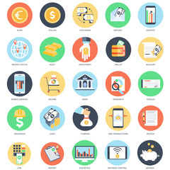 Flat conceptual icons banking and money