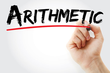 Hand writing Arithmetic with marker, concept background