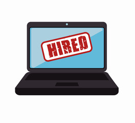 laptop computer with hired signal vector illustration design