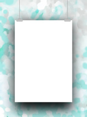 Single blank frame against aqua and gray abstract art illustration background