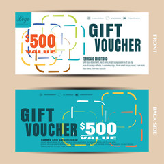 Fototapeta premium Vector blank of discount voucher on the geometric white and turquoise background.