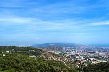 Top view of cityscape of Barcelona, Spain