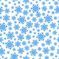 Christmas seamless pattern with blue snowflakes
