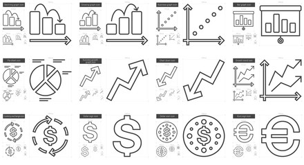 Business line icon set.