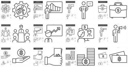 Business line icon set.