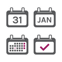 Calendar icons set. Isolated on white background. Vector illustration
