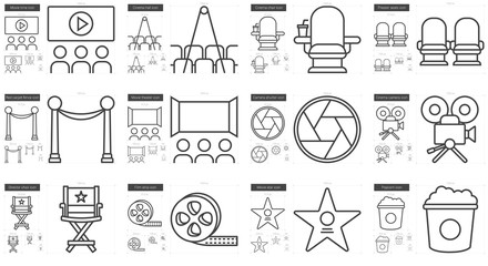 Cinema line icon set.