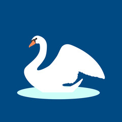 swan on the water vector illustration style Flat