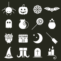 Halloween flat icons set.