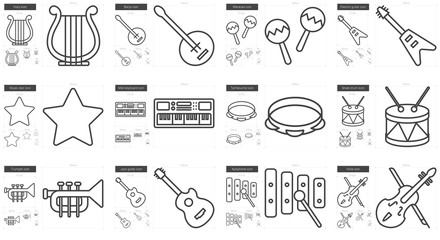 Music line icon set.