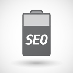 Isolated  battery icon with    the text SEO